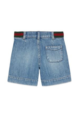 Blue washed denim bermuda GUCCI KIDS | 759867XDCRW4447